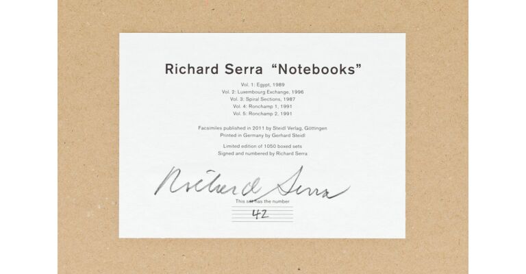 Richard Serra - Notebooks - Volume 1 ( Limited ed., signed, numbered - 774 )